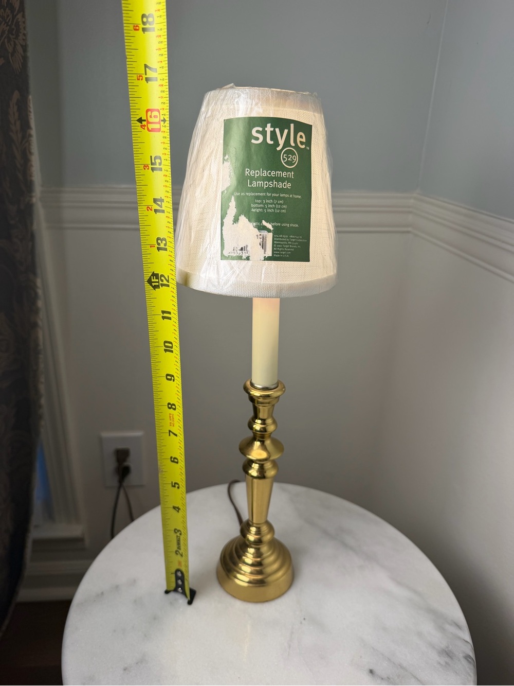 Vintage Brass Candlestick Buffet Lamp + New Shade